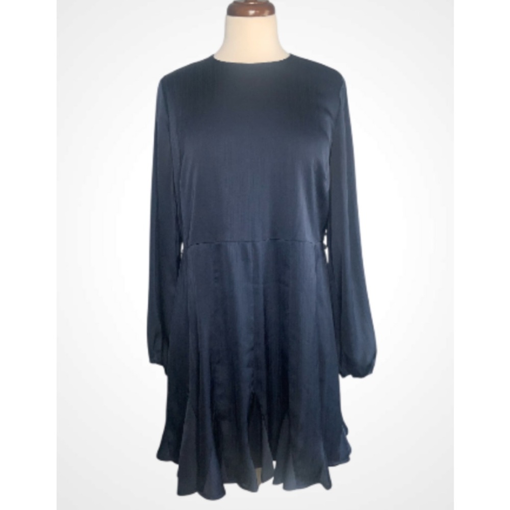 Adelyn Rae Navy Blue Crewneck Babydoll Shift Dress Dress Small